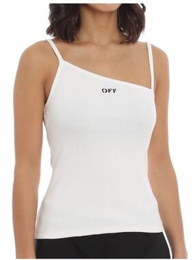 Off-White | Logo Ribbed Asymmetric Tank White | Small (40)